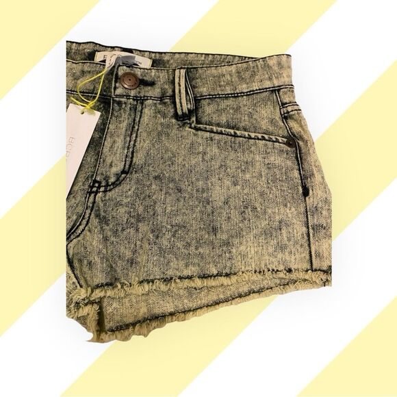 Sexy BCBG The Jackson juniors yellow acid washed denim short shorts NWT size 24 - Picture 7 of 13